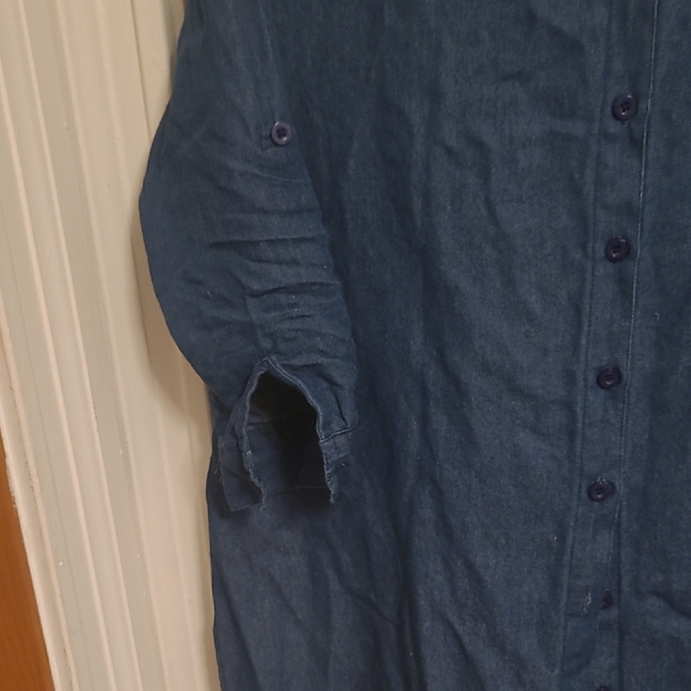 Elegant Blue Long Sleeve Denim Dress - Picture 4 of 5